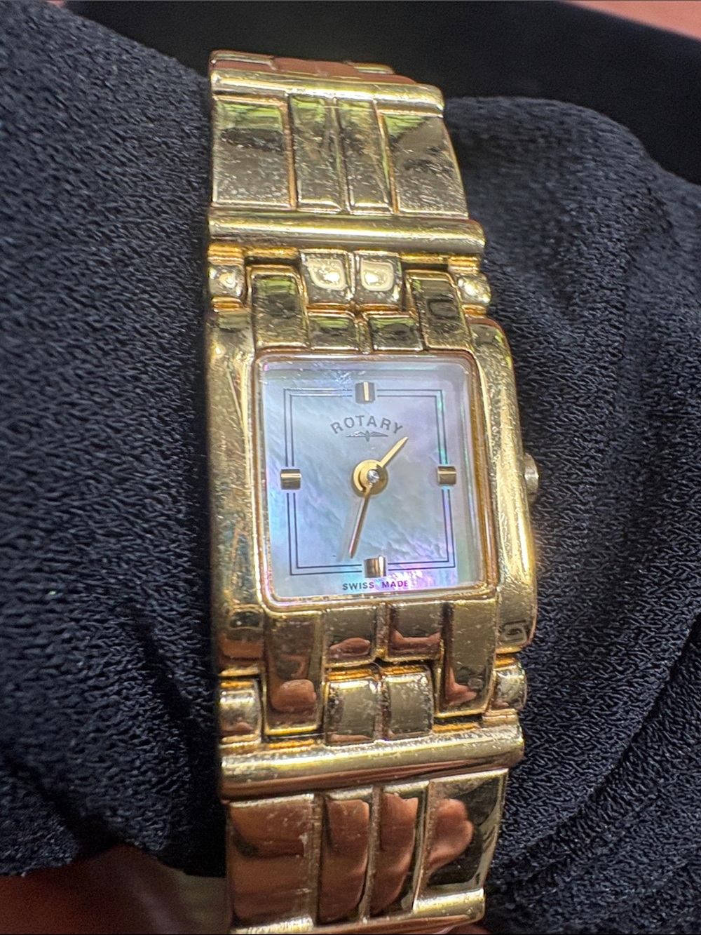 Rotary Women's Gold Tone Rectangular Bracelet Watch - Gold MOP face beautiful